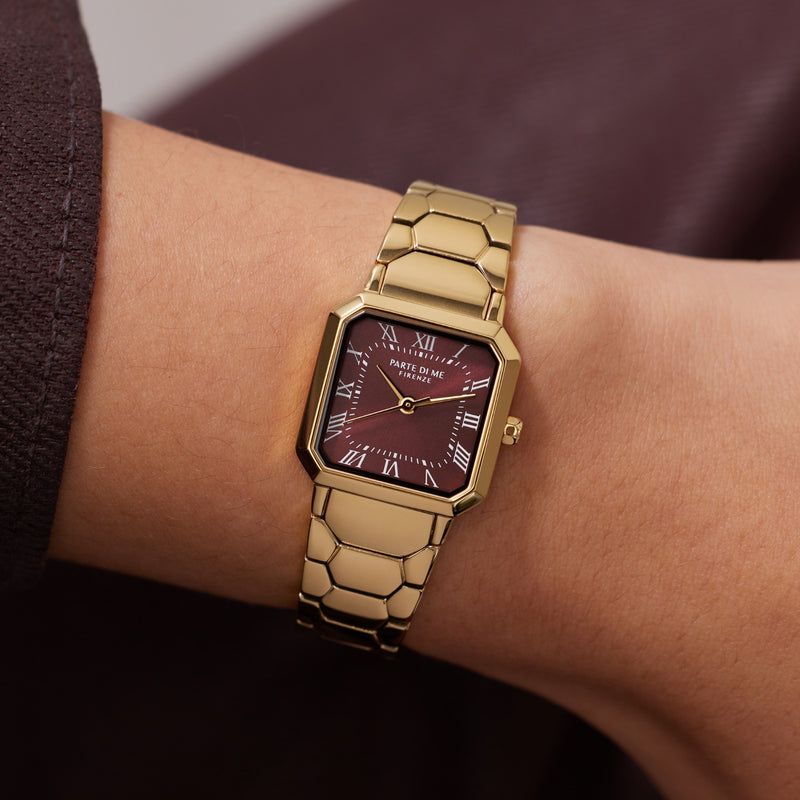 Parte di Me Orologio Square ladies watch gold coloured and dark brown PDM09031-zoom-