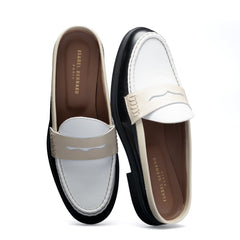 Vendôme Blandine Black And White Calfskin Leather Mules With White Details IB51016-10170-35