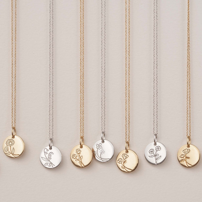 Violet Hamden Venus Collier en Argent 925 Sterling Plaqué Or avec Fleur de Naissance VH340025-DEC-zoom-