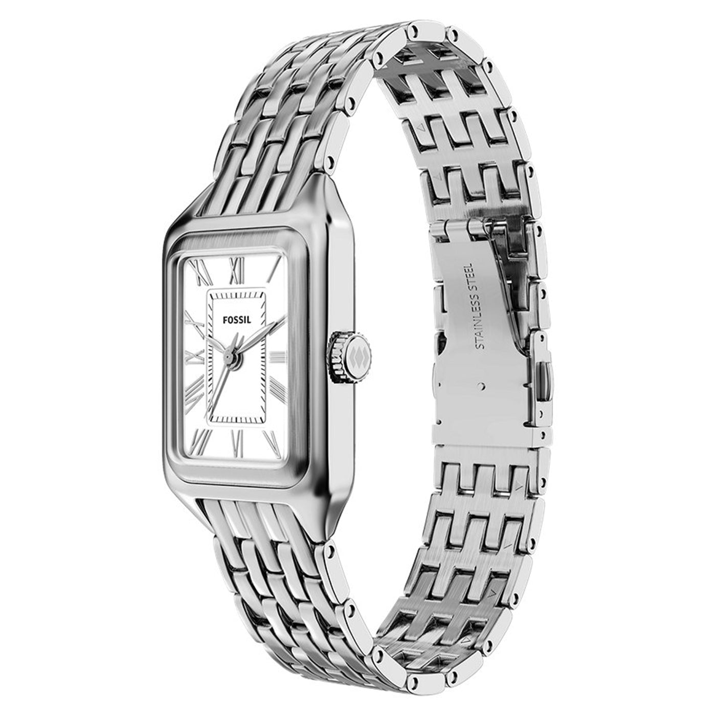 Fossil Raquel Rectangular White Dial Watch ES5469