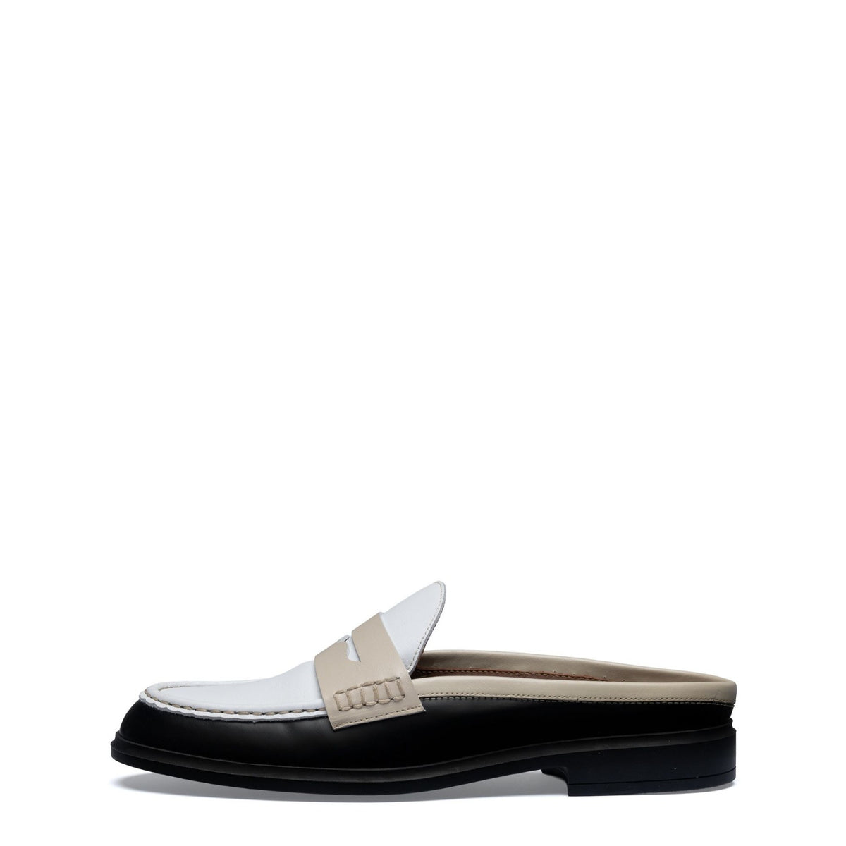 Vendôme Blandine Black And White Calfskin Leather Mules With White Details IB51016-10170-35