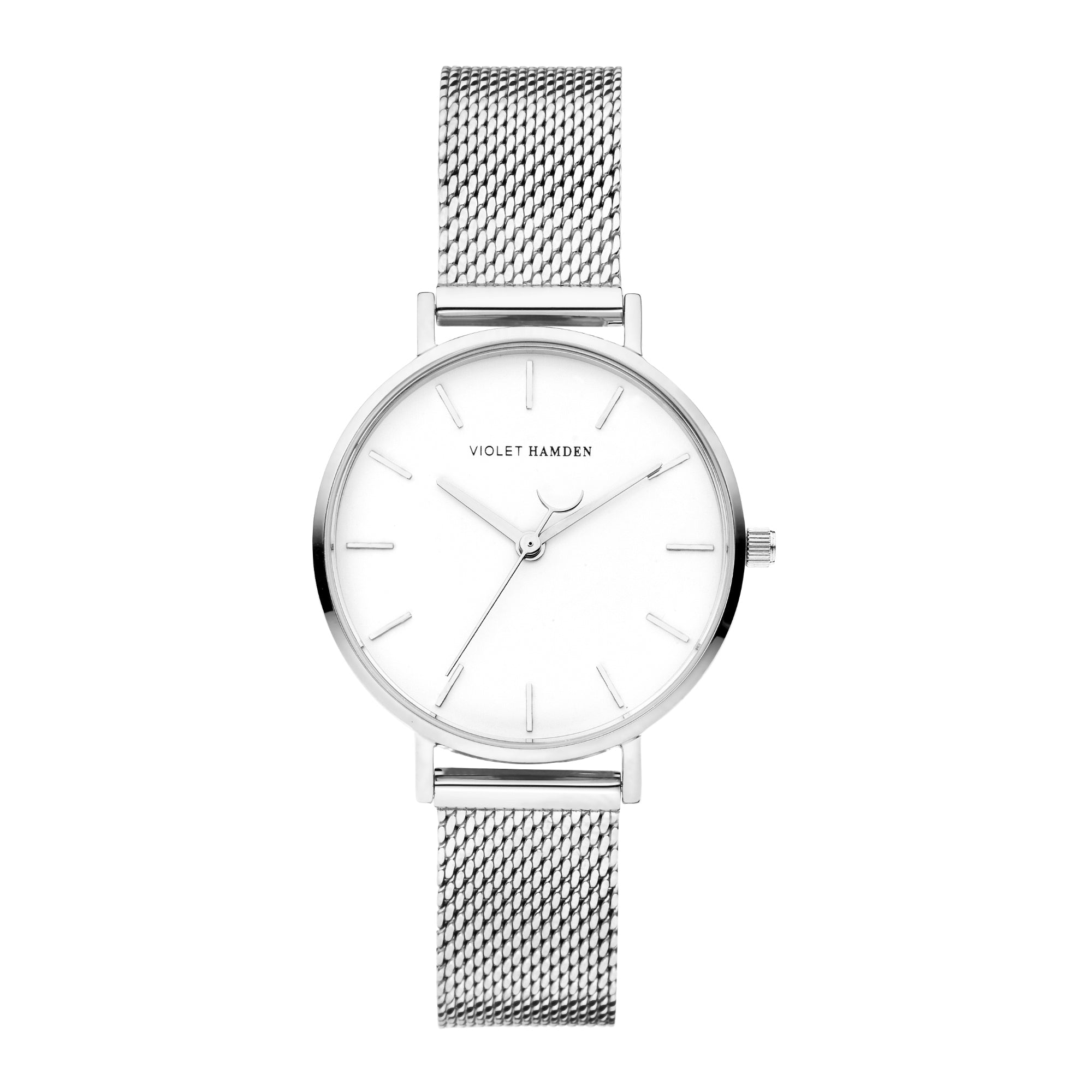 Violet Hamden Day & Night Rond Women'sWatch Silver-coloured and White VH08001