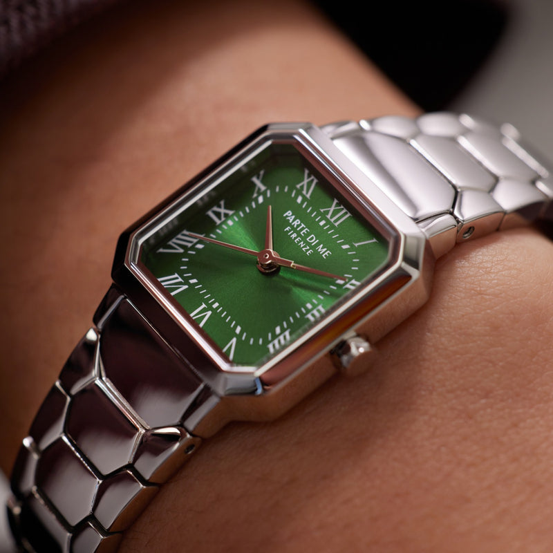 Parte di Me Orologio square ladies watch silver coloured and green PDM09029-zoom-
