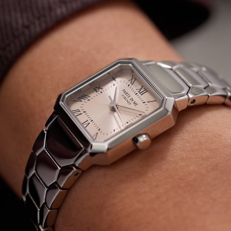 Parte di Me Orologio square ladies watch silver coloured and taupe PDM09028-zoom-