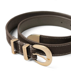 Isabel Bernard Rêveur Mathilde Suede Dark Brown belt with gold-coloured buckle IB60020-131-85