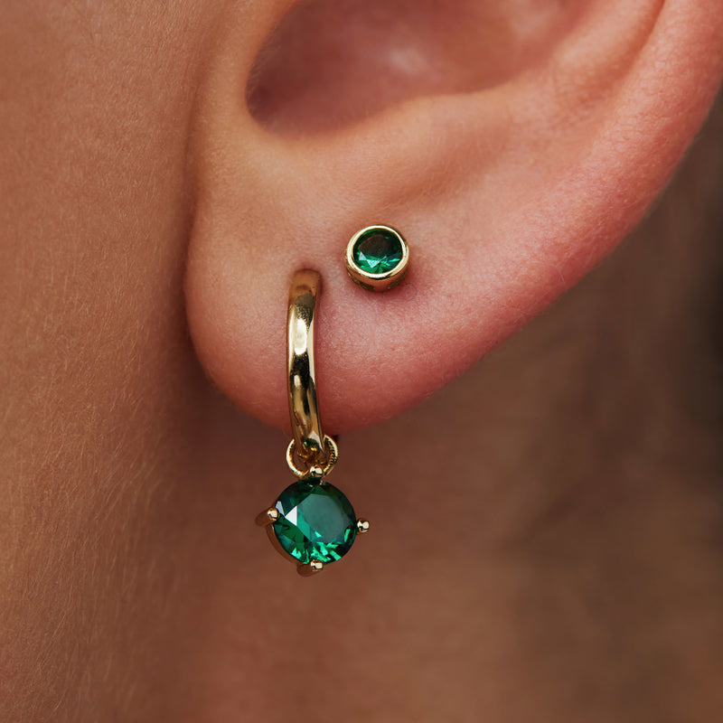 Violet Hamden Venus 925 Sterling Zilveren Goudkleurige Creolen Met Geboortesteen VH360017-MAR-zoom-