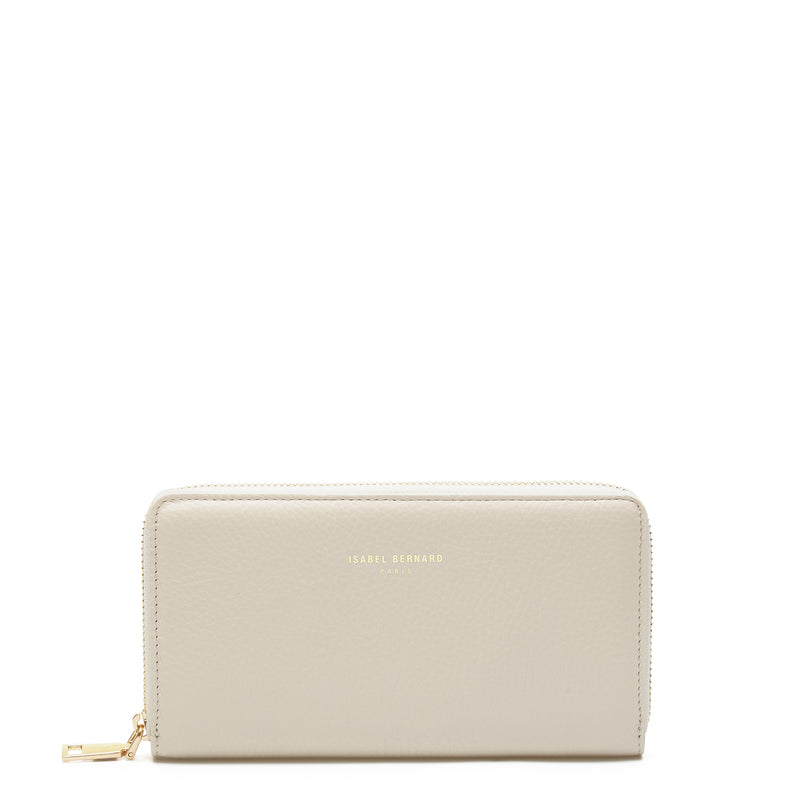Isabel Bernard Honoré Femmes Portefeuille Zippé Beige IB23012-zoom-
