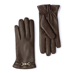 Isabel Bernard Honoré Marcelia dark brown goatskin leather gloves IB67001-331-6.5