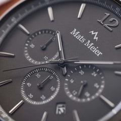 Mats Meier Grand Cornier Chrono Gunmetal/DonkerBrown Watch MM00104