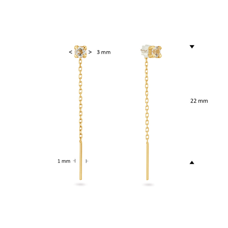 Jackie Gold Van Gogh 14 Karat Gold White Topaz Threater Studs JKE25.567-zoom-
