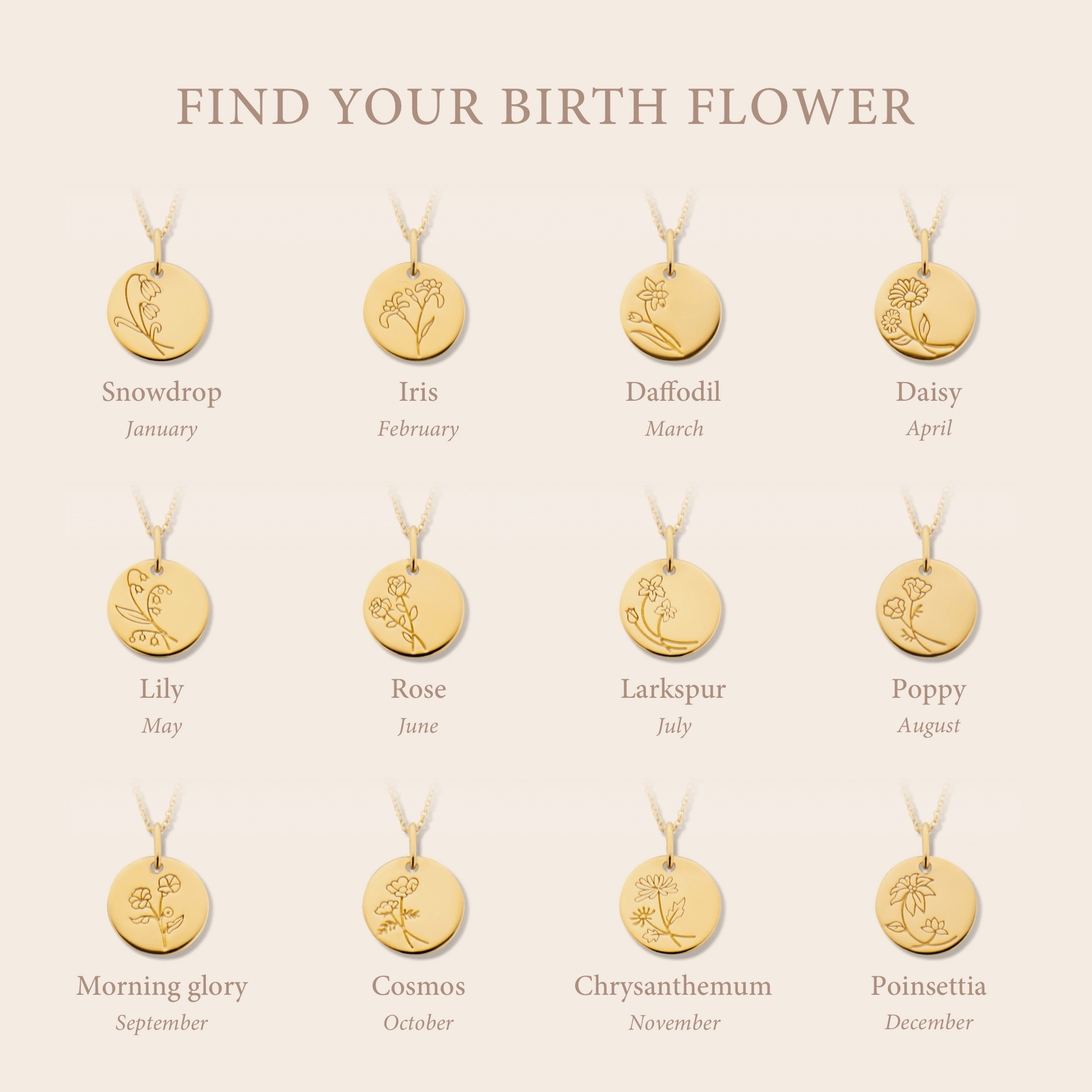 Violet Hamden Venus 925 Sterling Silver Gold-coloured Necklace with Birthflower VH340025-JUN