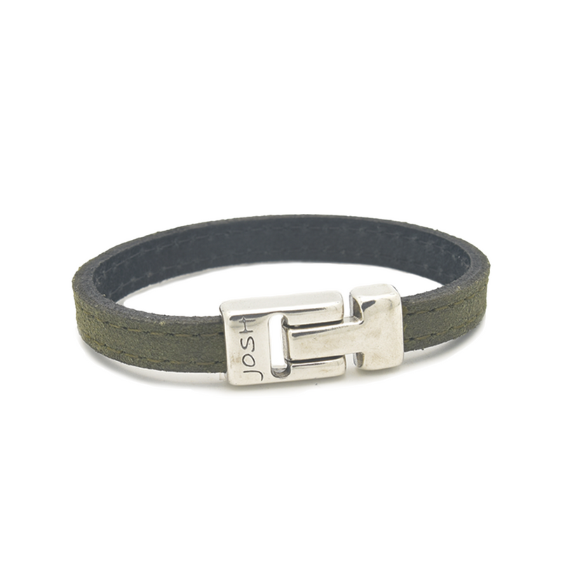 Josh Green Leather Bracelet 25036SL/GRNN/MED-zoom-
