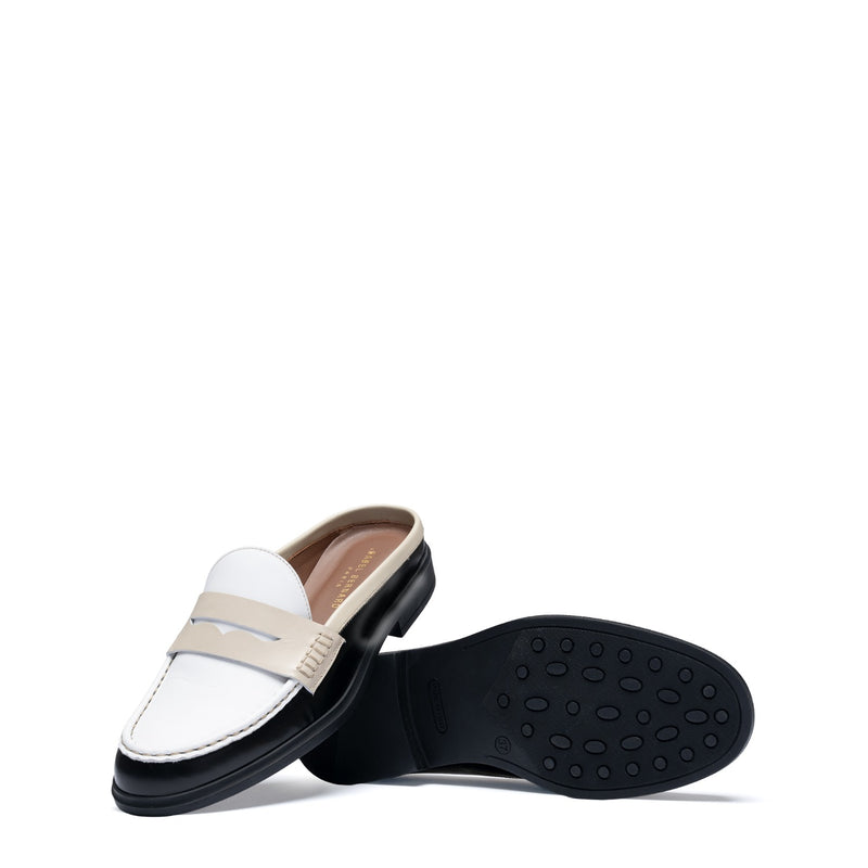 Isabel Bernard Vendôme Blandine mules en cuir de veau noir et blanc avec détails blancs IB51016-10170-35-zoom-