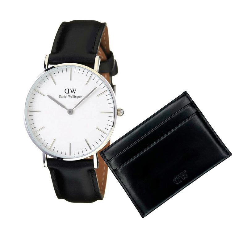 Daniel Wellington Montre Homme Et Porte-Cartes En Cuir Noir Coffret Cadeau DW00590019-zoom-