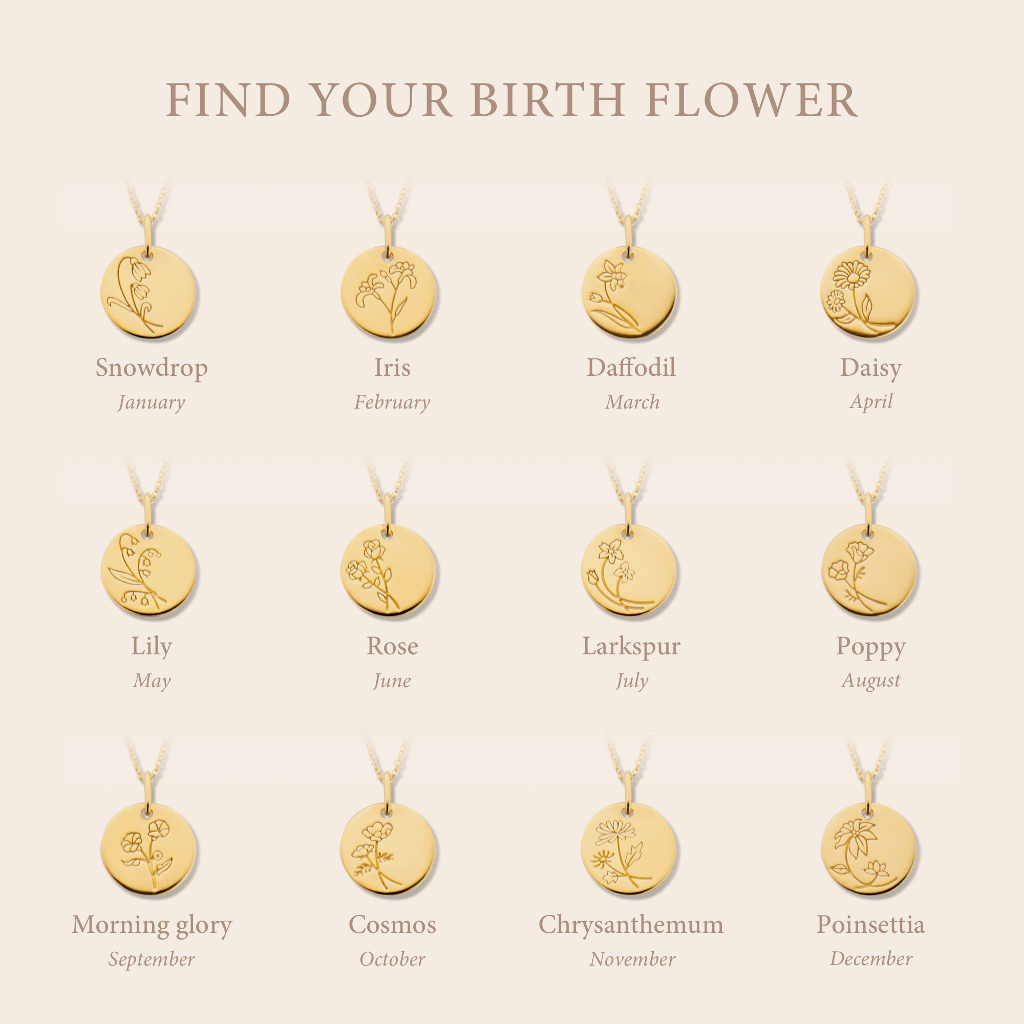 Violet Hamden Venus 925 Sterling Silver Gold-coloured Necklace with Birthflower VH340025-OCT