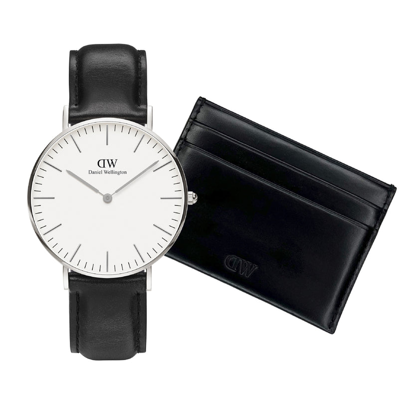 Daniel Wellington Montre Homme Et Porte-Cartes En Cuir Noir Coffret Cadeau DW00590019-zoom-