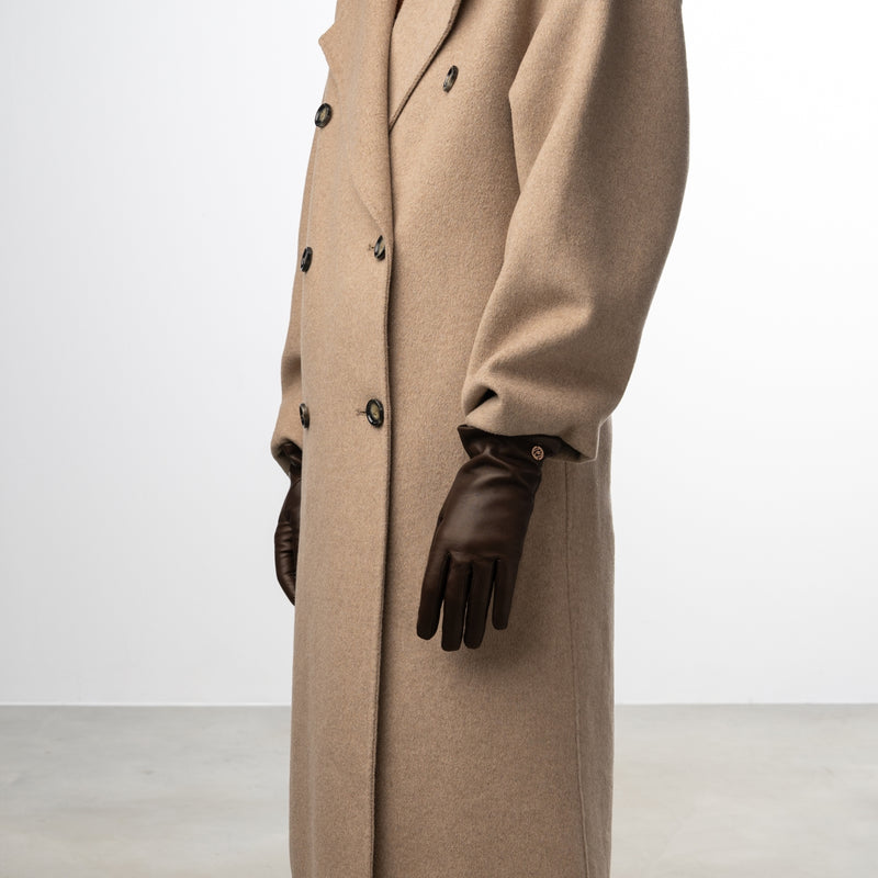 Isabel Bernard Honoré Eleanor gants marron foncé en cuir de chèvre IB67000-331-8-zoom-