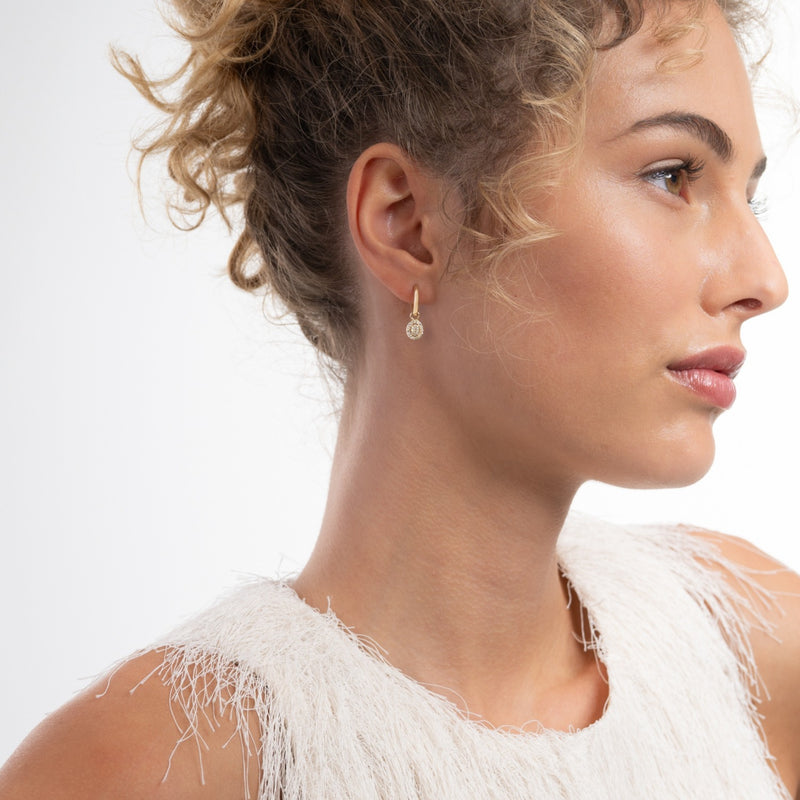 Isabel Bernard Le Marais Anne Créoles en Or 14 Carats avec Pierre de Zirconium IB360291-zoom-