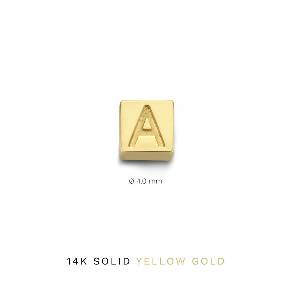 Isabel Bernard Le Carré Felie 14 Carat Golden Initial Charm cube IB340043