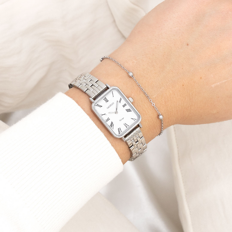 OOZOO Vintage Montre Femme Argentée et Blanche C20410-zoom-