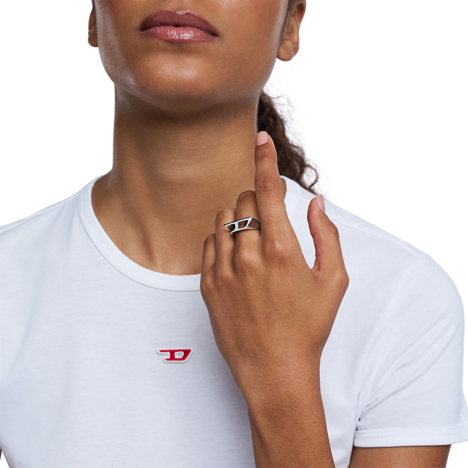 Diesel D Logo Silver Stainless Steel Ring DX16380407