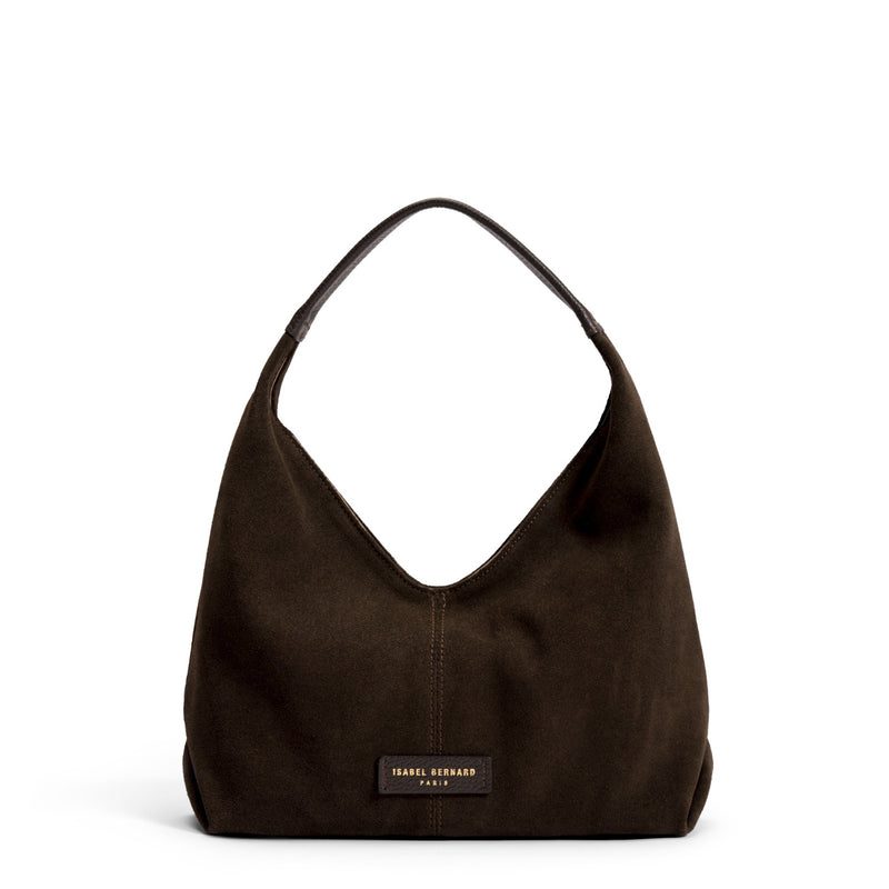 Isabel Bernard Honoré Grace Mini sac à main en suède marron foncé IB21132-131-zoom-