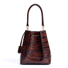 Isabel Bernard Femme Forte Minette Croco Brown Calfskin Leather Handbag IB21114-230