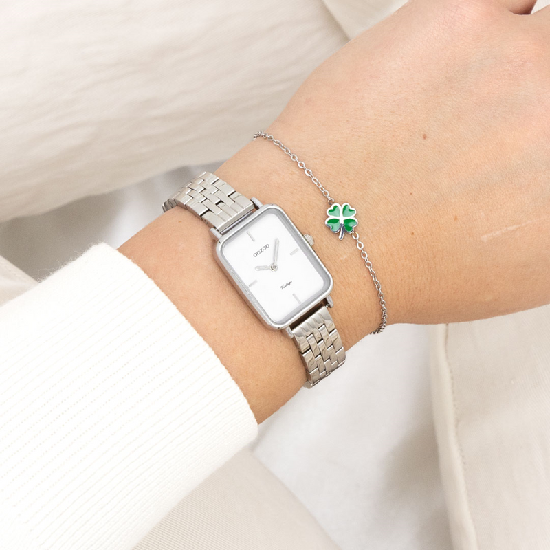 OOZOO Vintage Montre Femme Argentée et Blanche C20416-zoom-