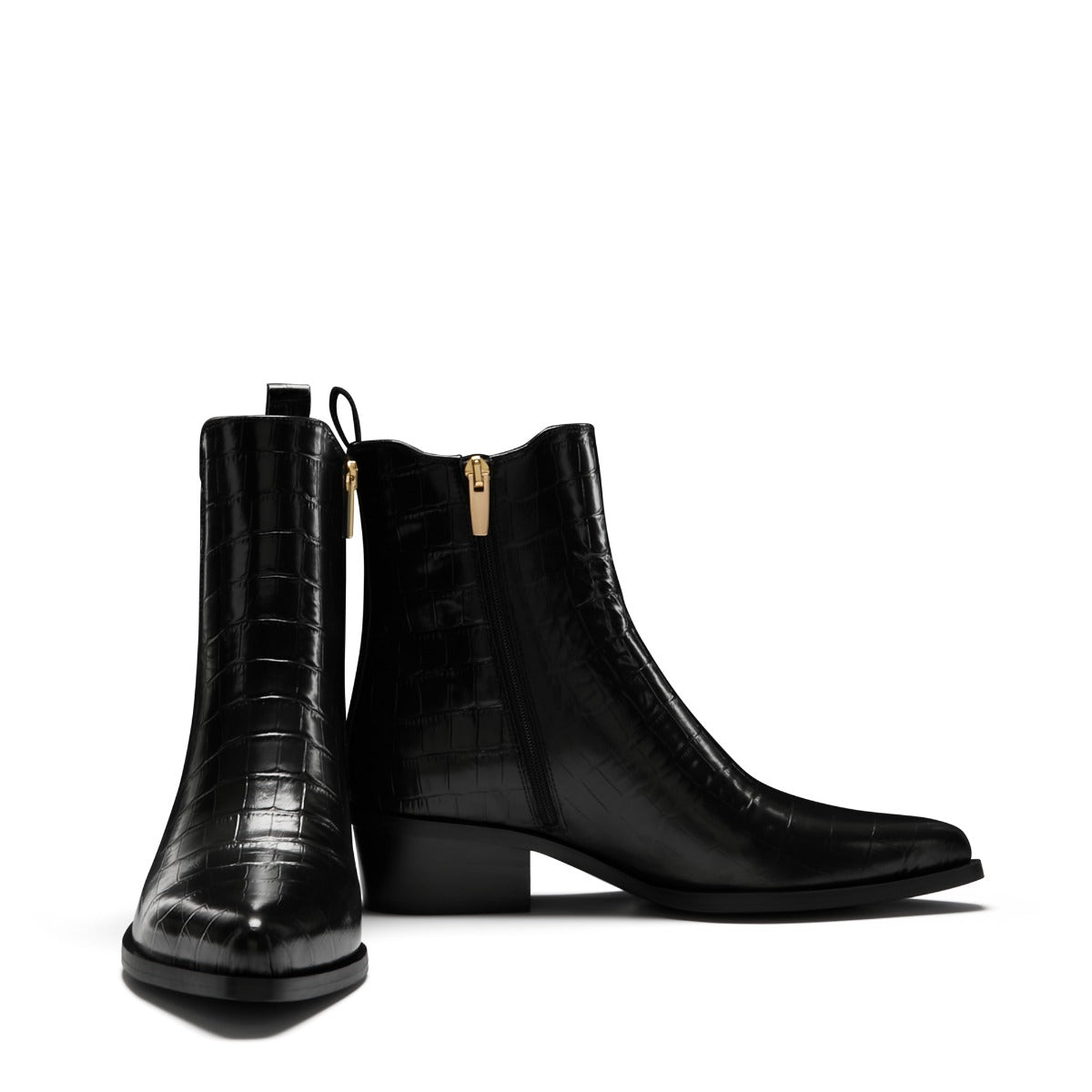 Isabel Bernard Vendôme Amandine croco black calfskin leather boots IB53010-201-36