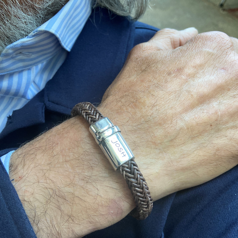 Josh Brown Natural Stone Bracelet 09332SL/BRWN/MED-zoom-