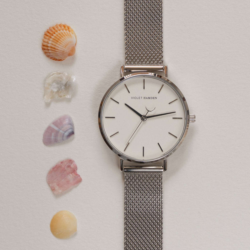 Violet Hamden Day & Night Montre Ronde Femme Argentée et Blanche VH08001-zoom-