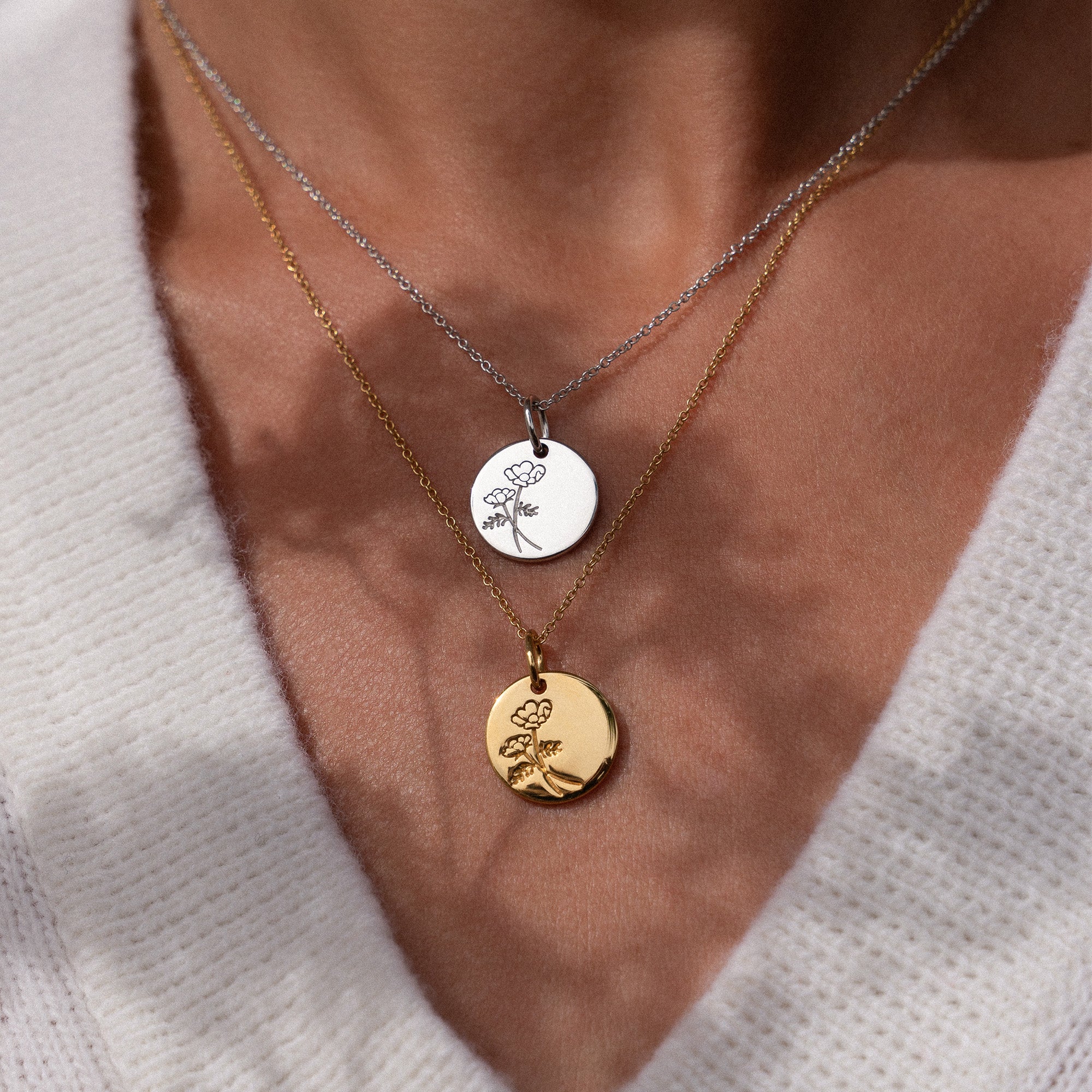 Violet Hamden Venus 925 Sterling Silver Gold-coloured Necklace with Birthflower VH340025-MAY