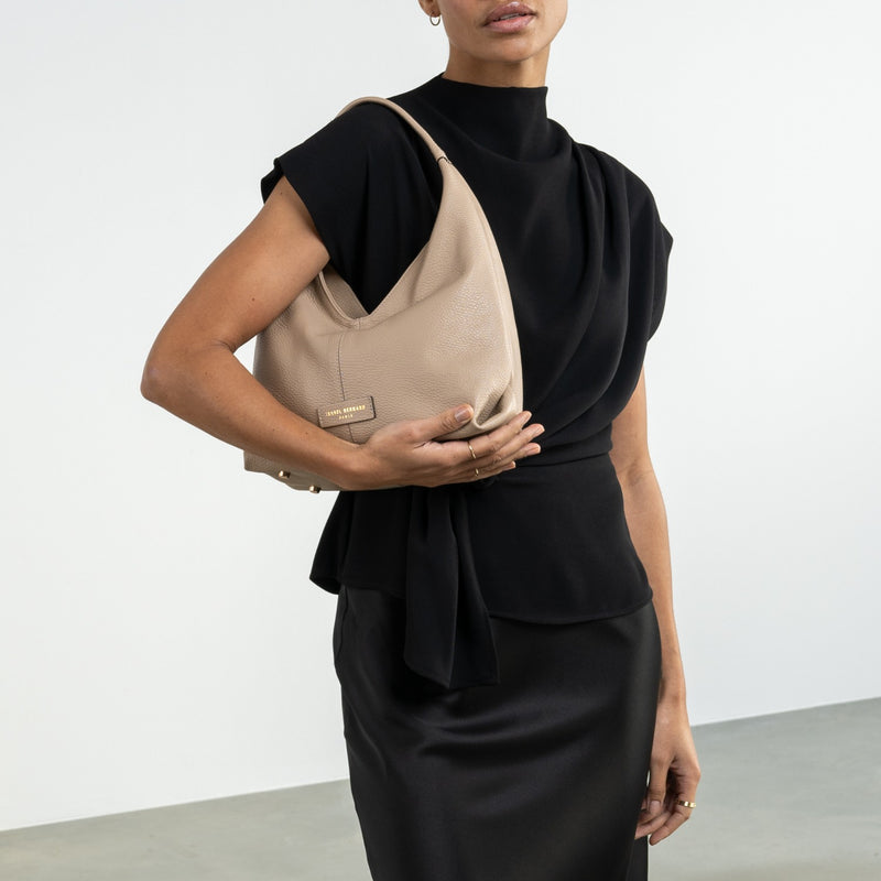 Isabel Bernard Honoré Grace Mini sac à main en cuir taupe de veau IB21132-078-zoom-