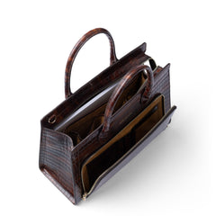 Isabel Bernard Honoré Nadine croco brown calfskin leather handbag with 13 inch laptop compartment IB25110-230-13