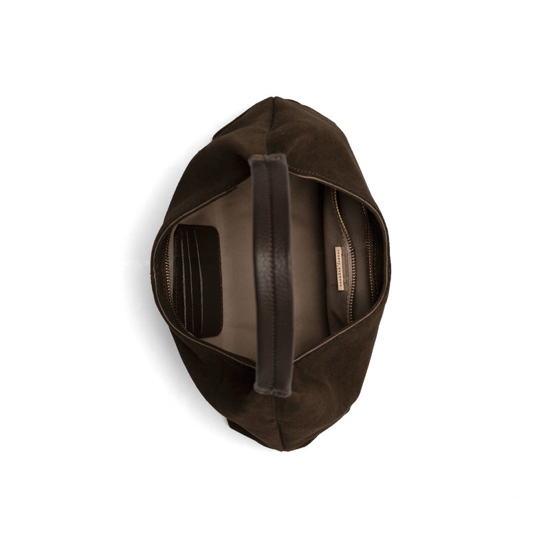 Isabel Bernard Honoré Grace Mini sac à main en suède marron foncé IB21132-131-zoom-