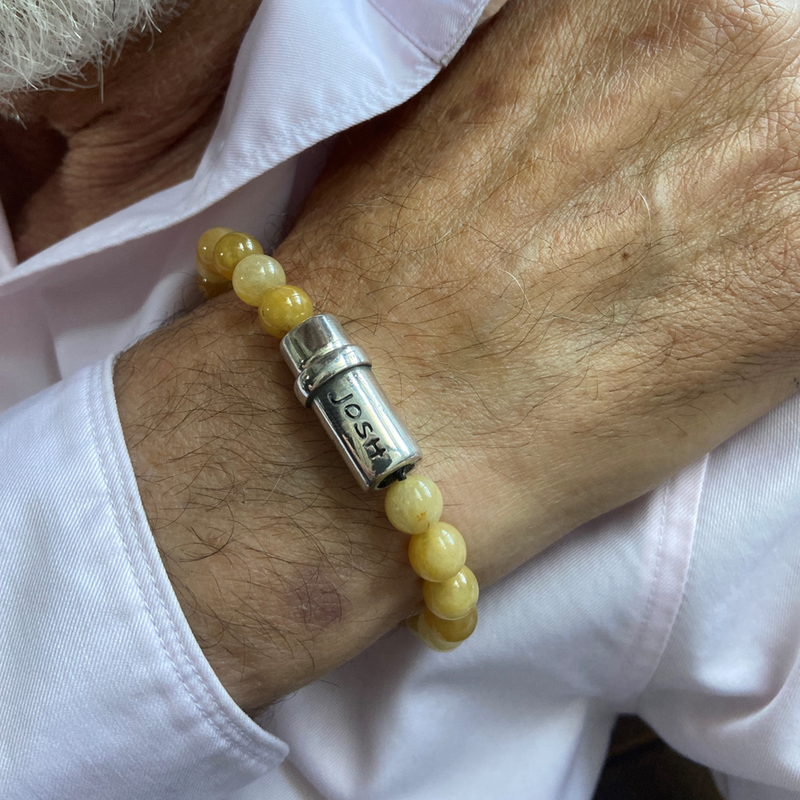 Josh Yellow Natural Stone Bracelet 09285SL/YLLW/LRG-zoom-