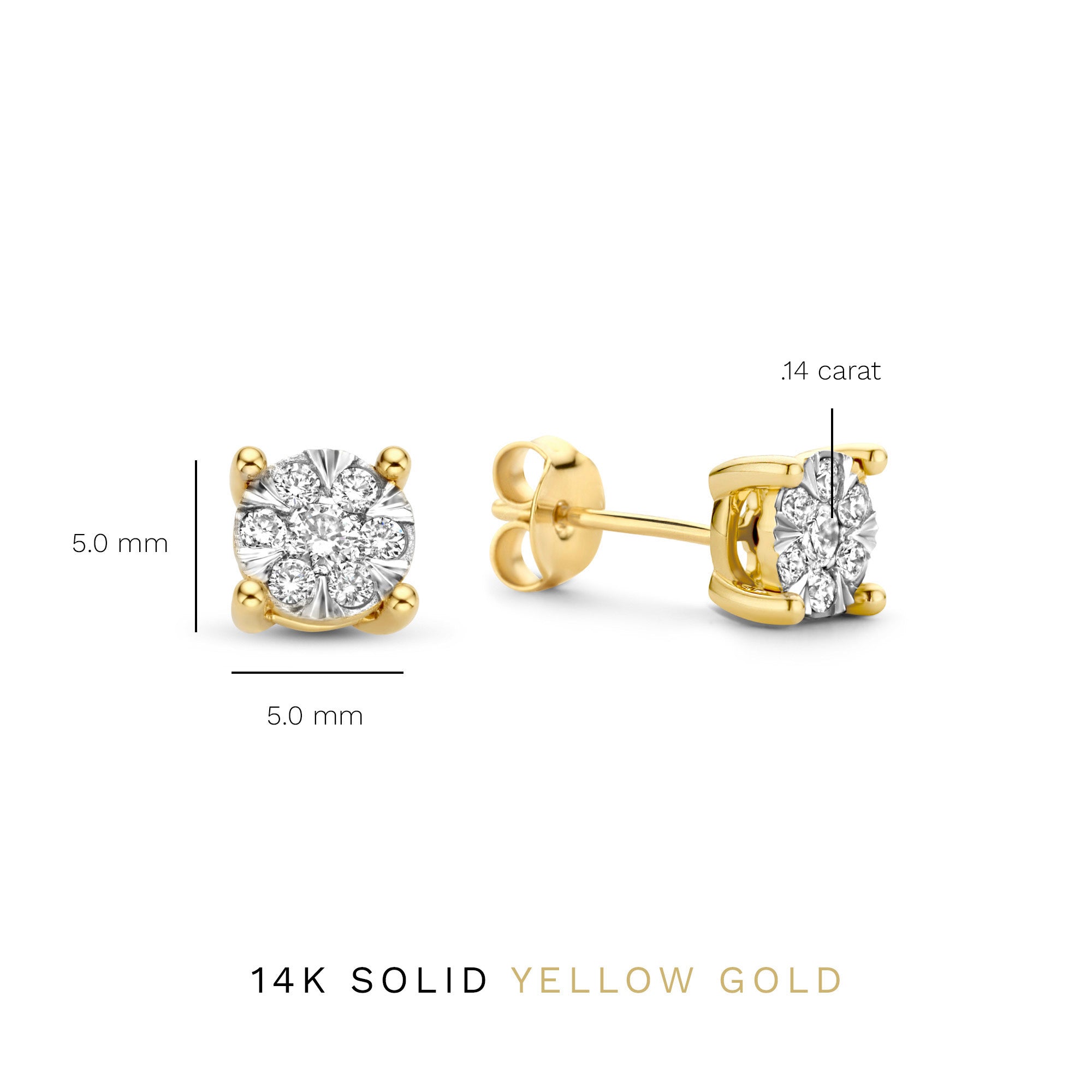 Isabel Bernard De la Paix Hanaé 14 Carat Golden Ear Studs | diamond 0.28 ct | IBD360013