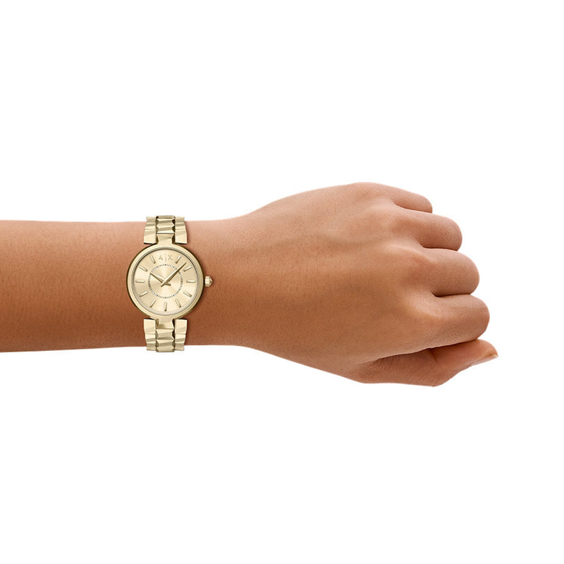 Armani Exchange Audora Round Gold Dial Watch AX4407-zoom-