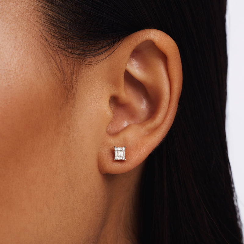 Isabel Bernard De la Paix Clous d'oreilles De la Paix Maxime en or blanc 14 carats avec diamant 0,22 carat IBD360031-zoom-