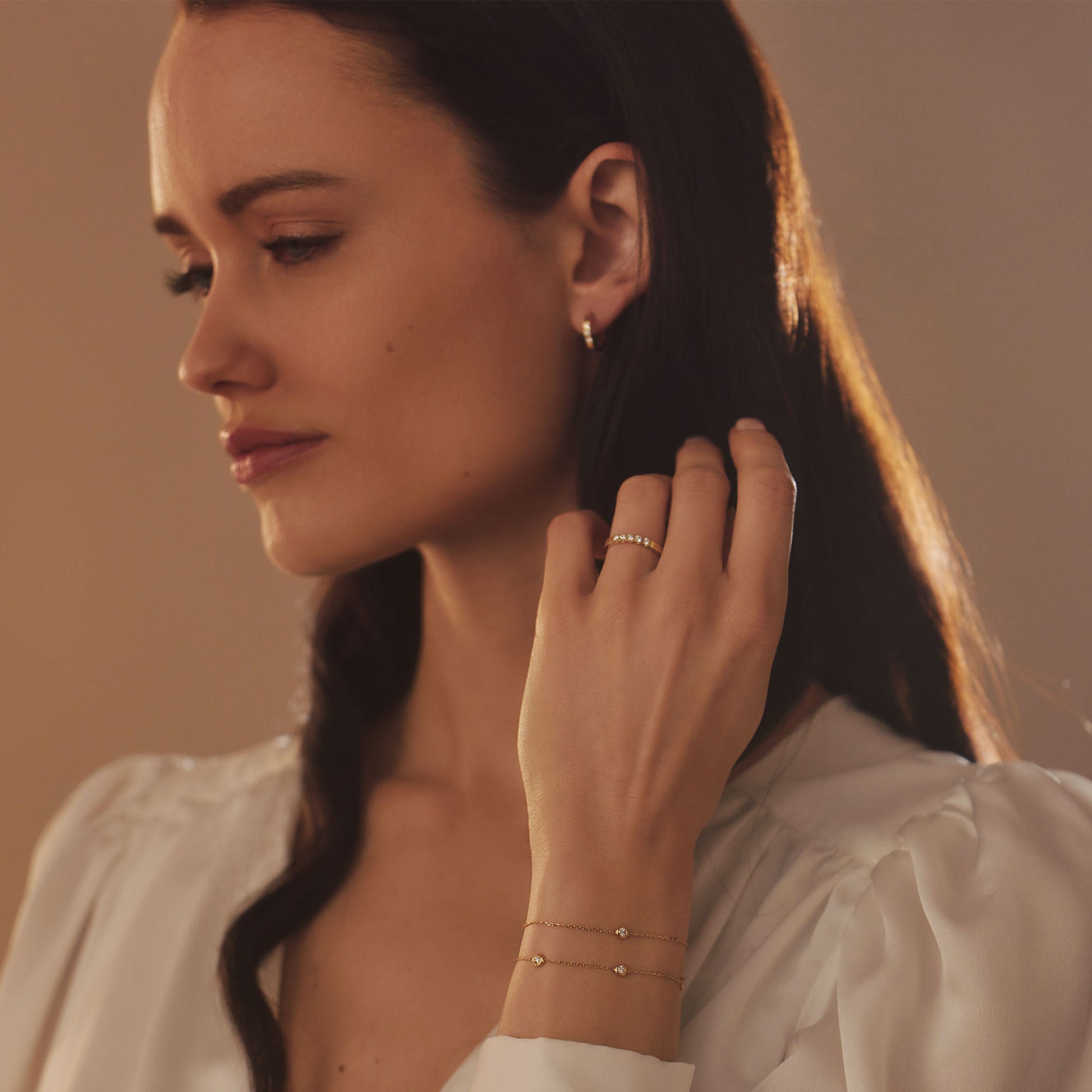 Isabel Bernard De la Paix Madeline 14 Carat Golden Hoop Earrings | diamond 0.15 ct | IBD360018