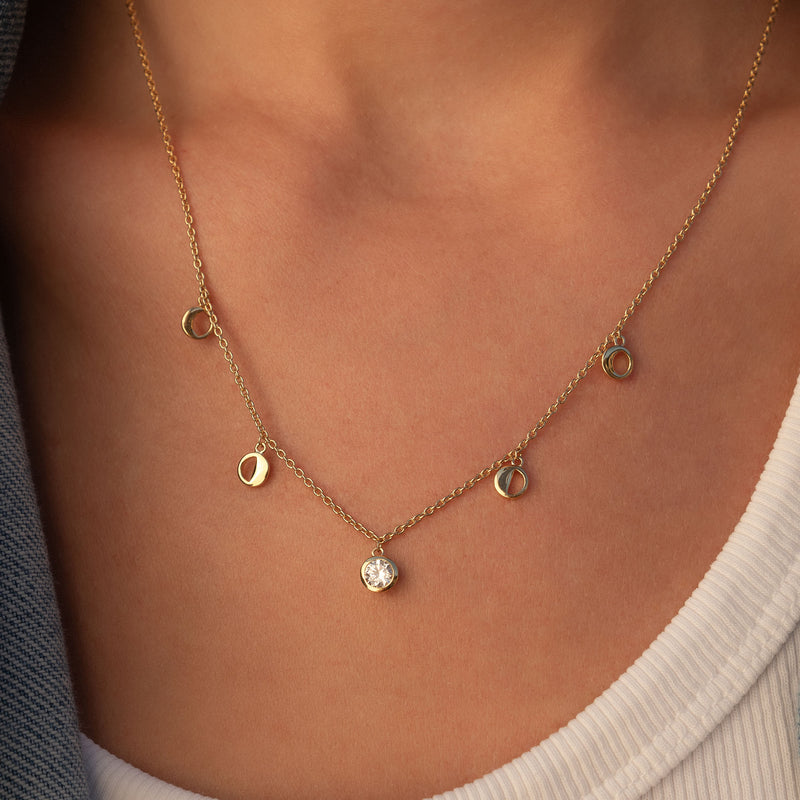 Violet Hamden Luna Collier en Argent 925 Sterling Plaqué Or avec Lunes et Pierre de Zircon Blanc VH340040-zoom-