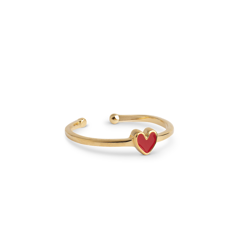 ENAMEL Copenhagen Recycled 925 Sterling Silver Gold Plated Red Adjustable Ring R101G-R48