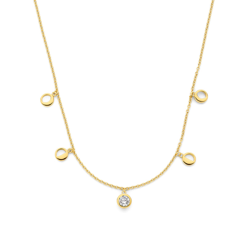 Violet Hamden Luna Collier en Argent 925 Sterling Plaqué Or avec Lunes et Pierre de Zircon Blanc VH340040-zoom-