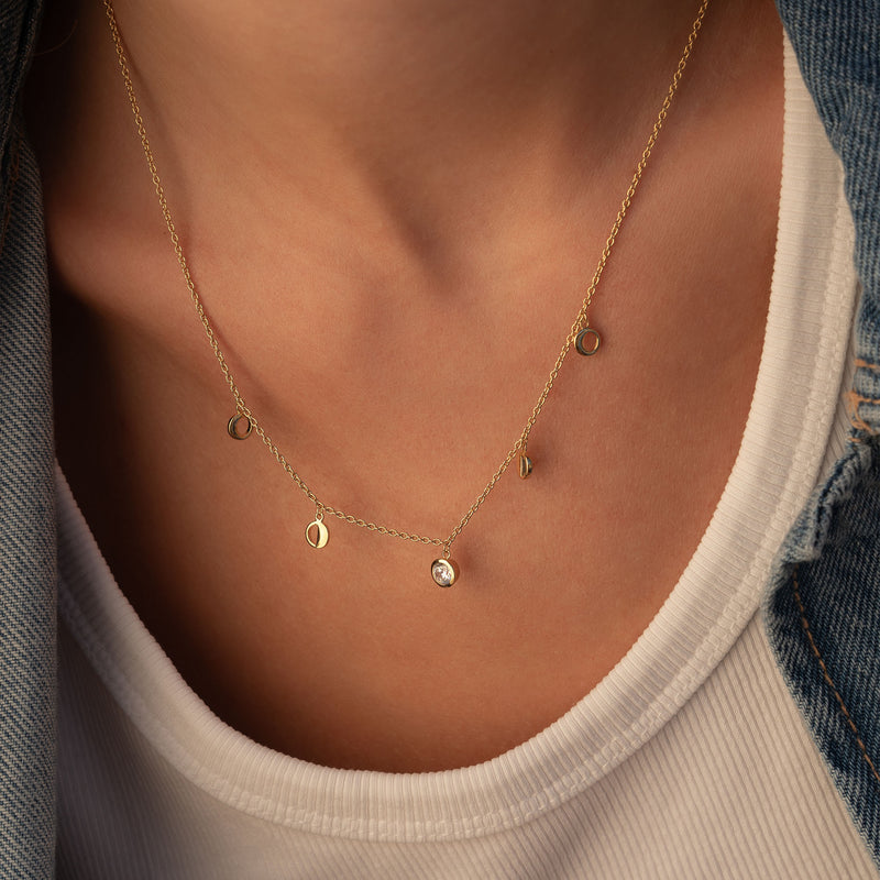 Violet Hamden Luna Collier en Argent 925 Sterling Plaqué Or avec Lunes et Pierre de Zircon Blanc VH340040-zoom-