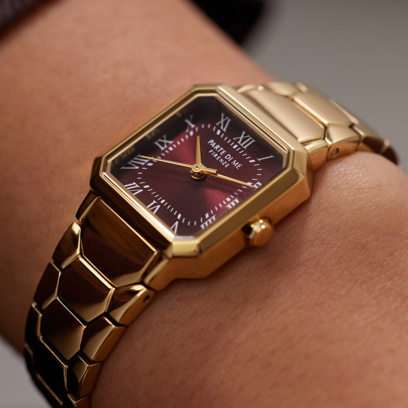 Parte di Me Orologio Square ladies watch gold coloured and dark brown PDM09031-zoom-