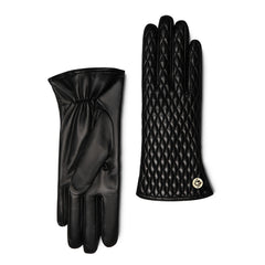 Isabel Bernard Honoré Rosette black goatskin leather gloves IB67002-301-6.5