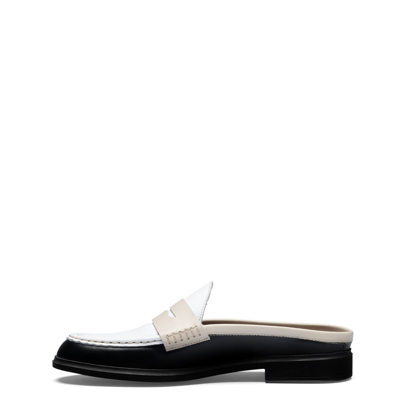 Isabel Bernard Vendôme Blandine mules en cuir de veau noir et blanc avec détails blancs IB51016-10170-35-zoom-