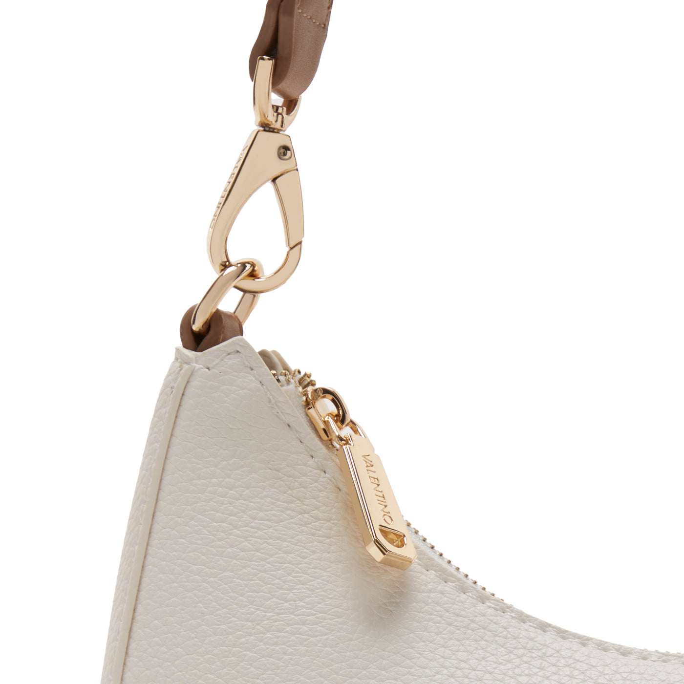 Valentino Bags Alexia White & Brown Shoulder Bag VBS5A808BIANCO/CUOIO