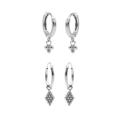 Karma 925 Sterling Zilveren Earparty Disc Diamond and 10 Dots Diamonds Oorbellen