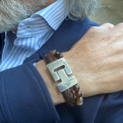 Josh Multi-coloured Natural Stone Bracelet 25023SL/BRCO/LRG